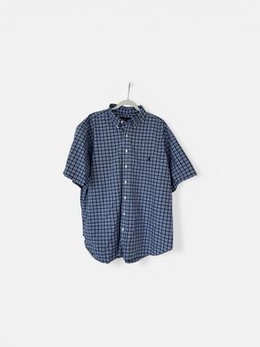 Polo by Ralph Lauren Navy and Light Blue Plaid Short-Sleeve Button-Down
